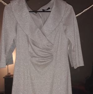Tahari asl silver shimmer dress